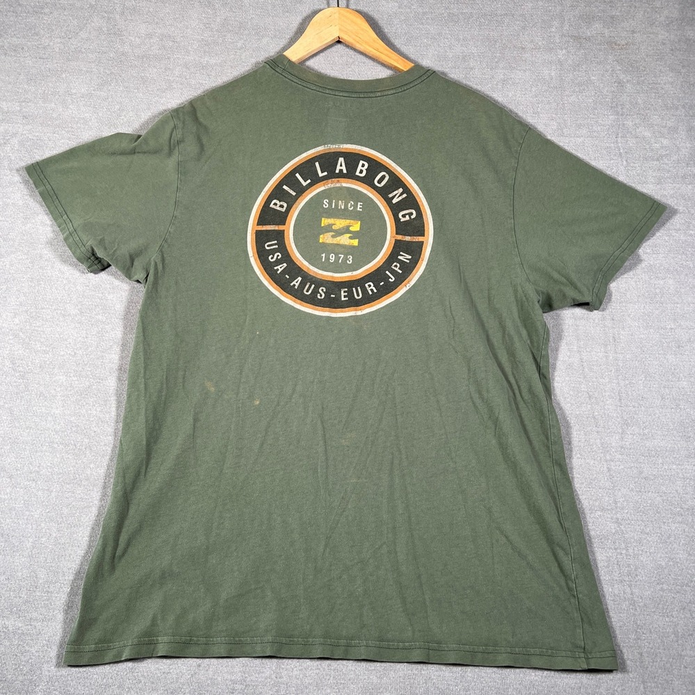 Billabong Core Fit Graphic Logo Short Sleeve T-Shirt Mens XL Green Cotton